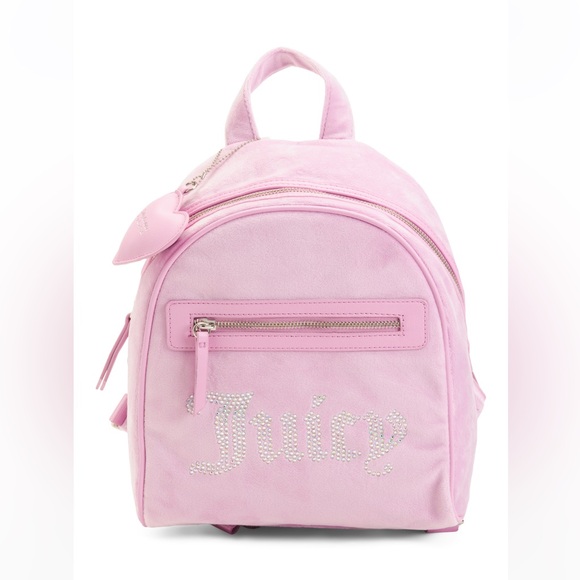 NWT Juicy Couture Velour Big Spender Pink Fondant Backpack - Picture 4 of 14
